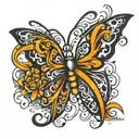 multiple sclerosis with orange ribbon butter fly tattoo design idea
