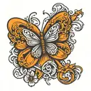 multiple sclerosis with orange ribbon butter fly tattoo design idea