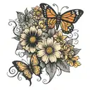 multiple sclerosis tattoo with butterfly and flowers tattoo design idea