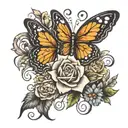 multiple sclerosis tattoo with butterfly and flowers tattoo design idea
