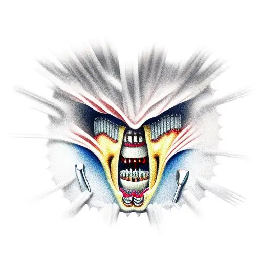 zipper made of teeth tattoo design idea