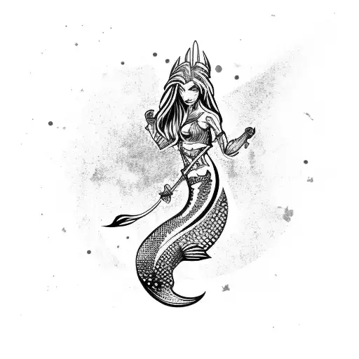 mermaid warrior tattoo design idea