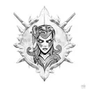 mermaid warrior tattoo design idea