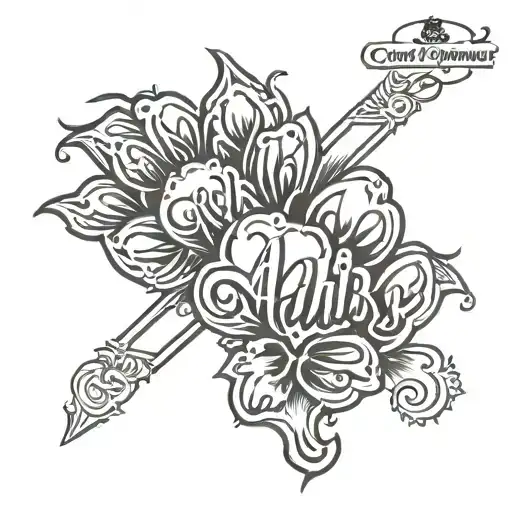 cat paw print with name albus tattoo design idea