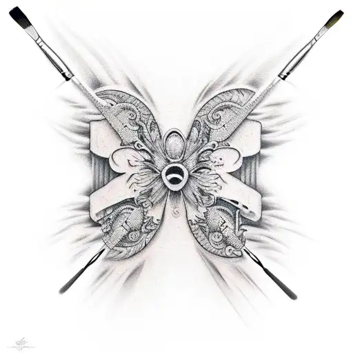 paint brush tattoo design idea