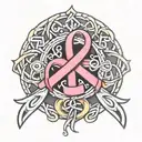 breast cancer ribbon cletic eternity knot tattoo design idea