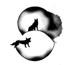 Wolf whit moon of Bottom tattoo design idea