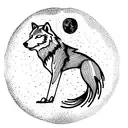 Wolf whit moon of Bottom tattoo design idea