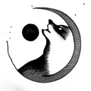Wolf whit moon of Bottom tattoo design idea
