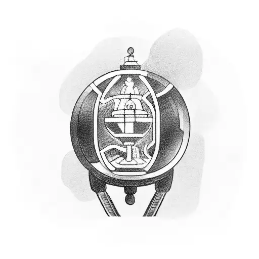 man stuck inside a diving bell tattoo design idea