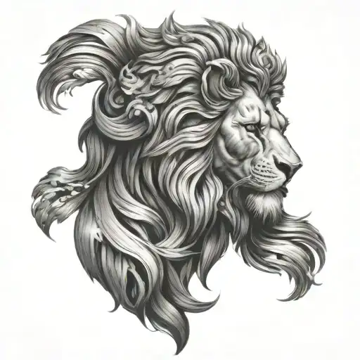 gods face with lion tattoo design idea