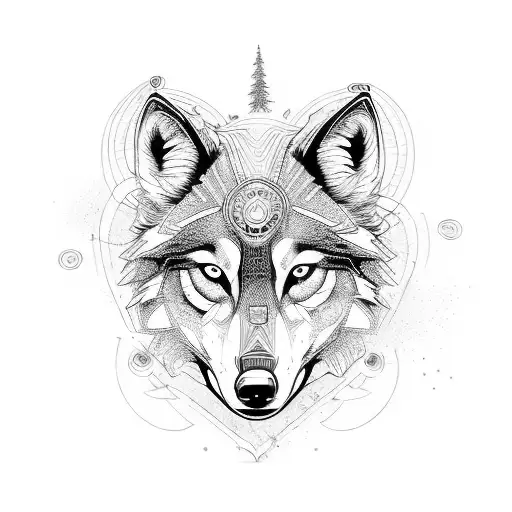 wolf face tattoo design idea
