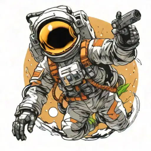 astronaut lost in space tattoo design idea