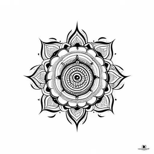 mandala yoga for trizeps add some arrows lotus flower and pranayama symbol and make it more long tattoo design idea