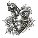heart with grenade tattoo design idea