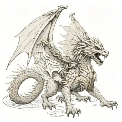 angel warrior roman dragon tattoo design idea