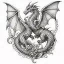 ange et dragon intertwined tattoo design idea