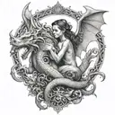 ange et dragon intertwined tattoo design idea