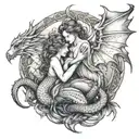 ange et dragon intertwined tattoo design idea