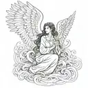 angel protects phoenix tattoo design idea