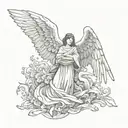 angel protects phoenix tattoo design idea