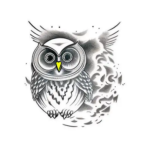 owl, intelligence,war,not in color tattoo design idea