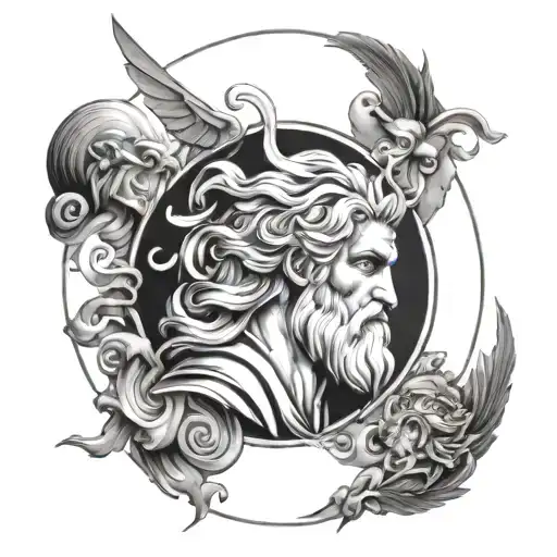 zeus, poseidon, hades, athena tattoo design idea