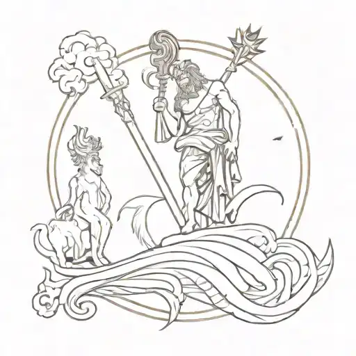 zeus, poseidon, hades, athena tattoo design idea