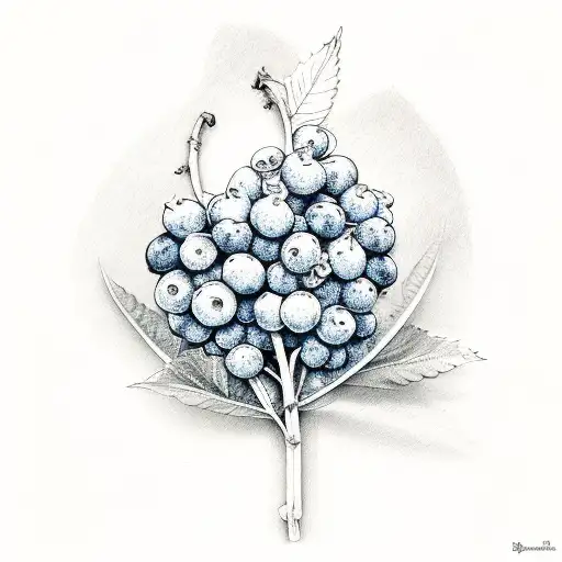 blueberry bush tattoo design idea
