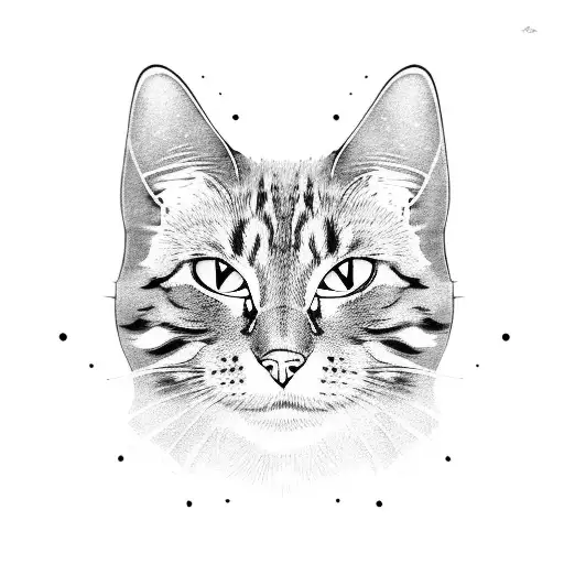 samurai tabby cat with katana tattoo design idea