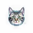 tabby cat samurai katana tattoo design idea