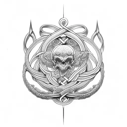 trinity knot within ouroboros tattoo design idea