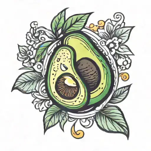 avocado cartoon version tattoo design idea