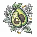 avocado cartoon version tattoo design idea