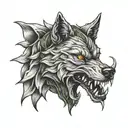 wolf biting a snake wrapped tattoo design idea