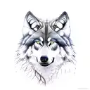 realistic dark timber Wolf with Moon on forehead tattoo design idea