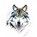realistic dark timber Wolf with Moon on forehead tattoo design idea