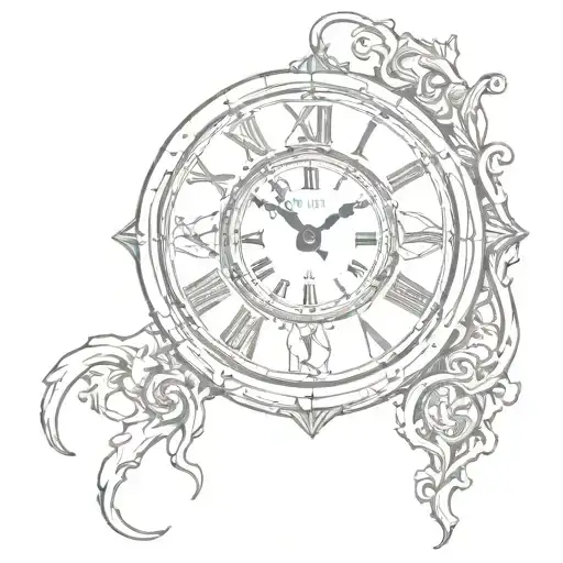 evil clock that goes backwards instead of forward facing cowboy tattoo design idea