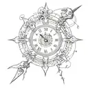 evil clock that goes backwards instead of forward facing cowboy tattoo design idea
