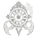 evil clock that goes backwards instead of forward facing cowboy tattoo design idea