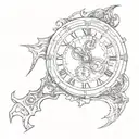 evil clock that goes backwards instead of forward facing cowboy tattoo design idea