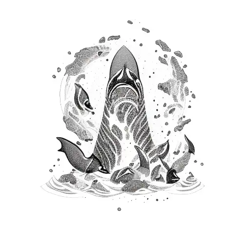 lava lamp with orcas tattoo design idea