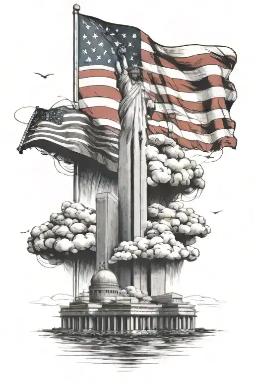 9/11, twin towers, attack on pearl harbor, & Lone Sailor Statue tattoo design idea
