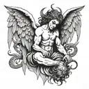 angel killing devil tattoo design idea