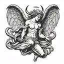 angel killing devil tattoo design idea