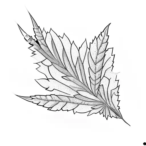 A marijuana leaf formed by musical instruments tattoo design idea