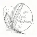 A poem written in elegant script font, surrounded by feathers and claw marks tattoo design idea