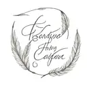 A poem written in elegant script font, surrounded by feathers and claw marks tattoo design idea