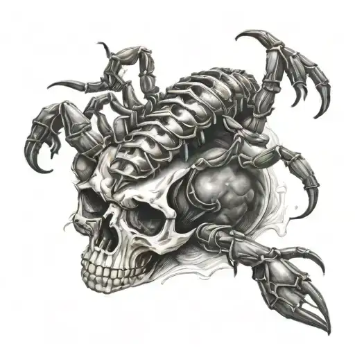 scorpion on skull  tattoo design idea
