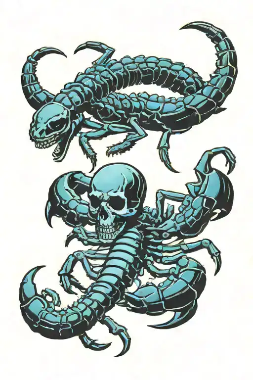 scorpion on skull  tattoo design idea